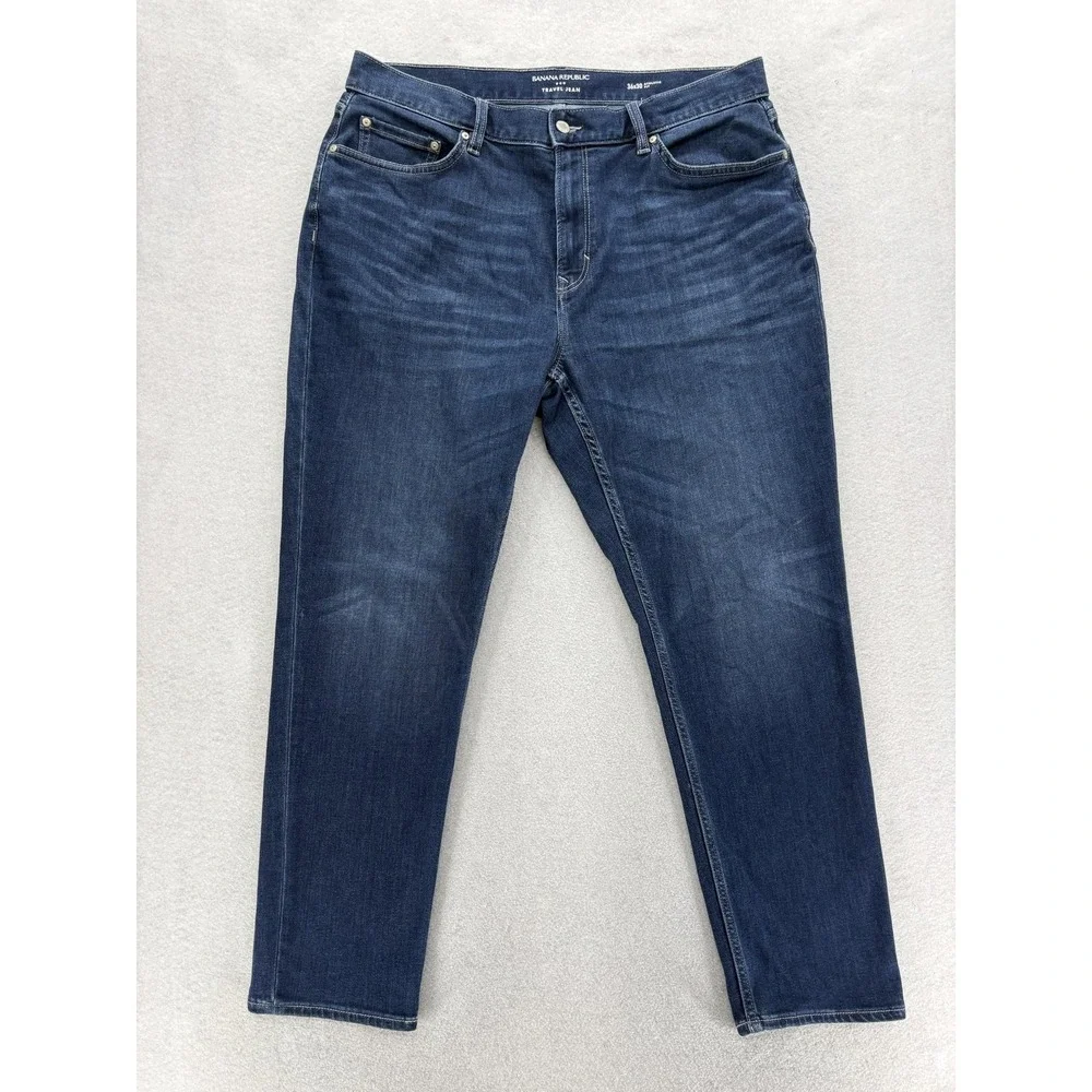 Banana Republic Travel Jeans Mens 36x30 Blue Medium Wash Athletic Stretch Denim
